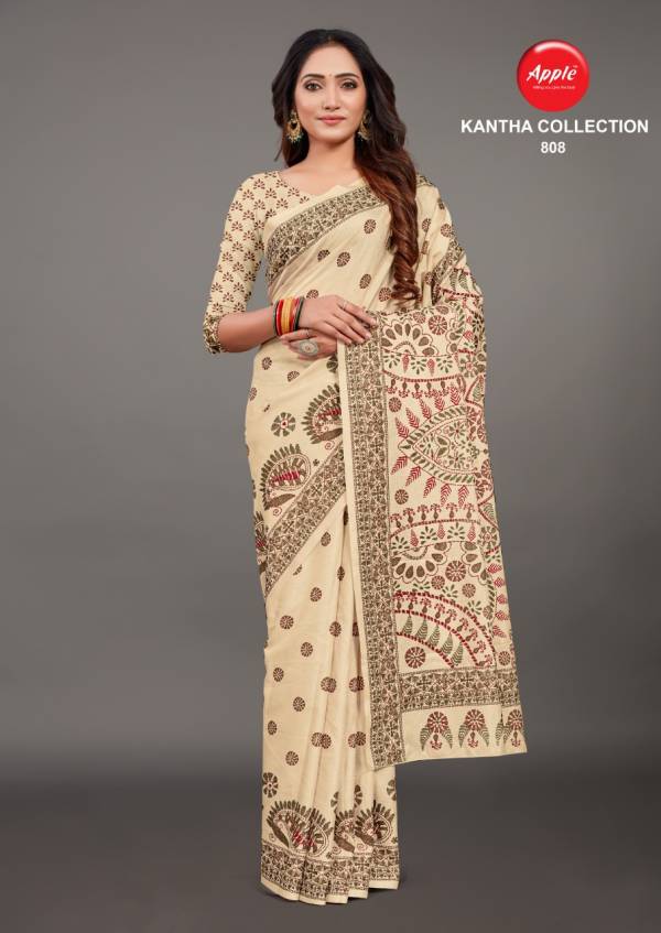 Apple Kantha Collection 8 Fancy Regular Wear Printed Saree Collection